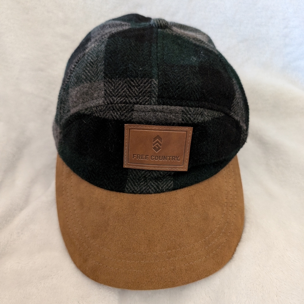 Free Country wool blend cap, green plaid